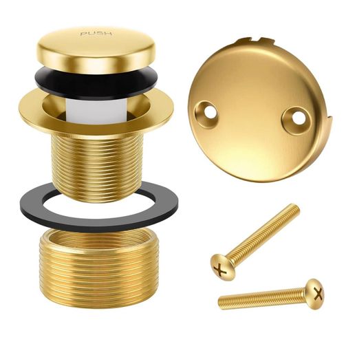 Kit De Trop-Plein Drain Baignoire En Or - Remplacement Universel Du Avec Plaques Frontales  2 Trous, Conversion Pointe-Orteil