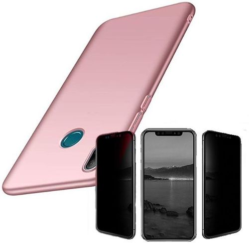 Kit De Verre Tremp 5d Anti-Spy / Intimit + Coque Mince Et Rigide Pour Huawei P Smart 2019 - Rose