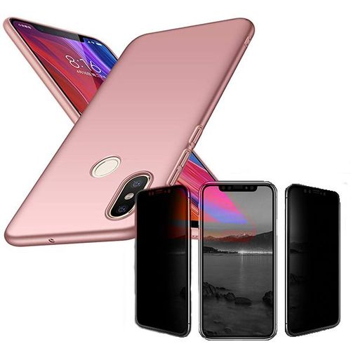 Kit De Verre Tremp 5d Anti-Spy / Intimit + Coque Mince Et Rigide Pour Xiaomi Mi 8 - Rose