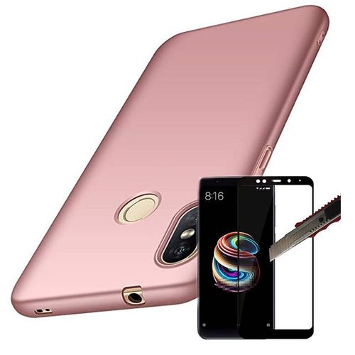 Kit De Verre Tremp 5d Full Cover + Coque Mince Et Rigide Pour Xiaomi Mi A2 Rose