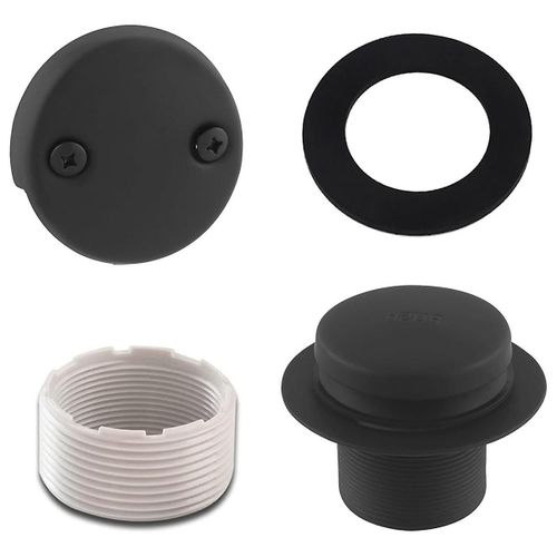 Kit De Vidange De Baignoire Noir Avec Trop-Plein, Drain De Baignoire De Bain Sur La Pointe Des Pieds Et Plaque De Recouvrement De Trop-Plein  Deux Trous, Ajustement Universel
