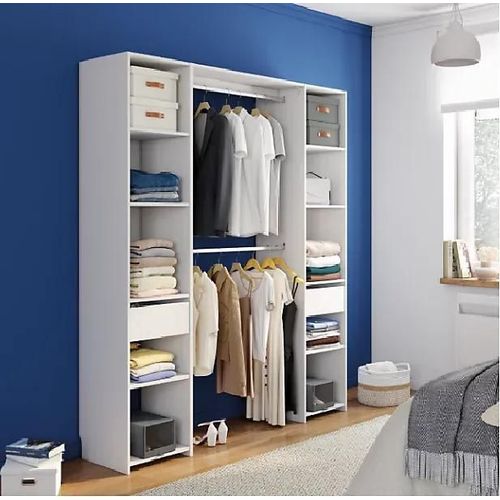 Kit Dressing 2 Colonnes Avec 2 Tiroirs Blanc H. 200,4 X L.180 X P. 40 Cm