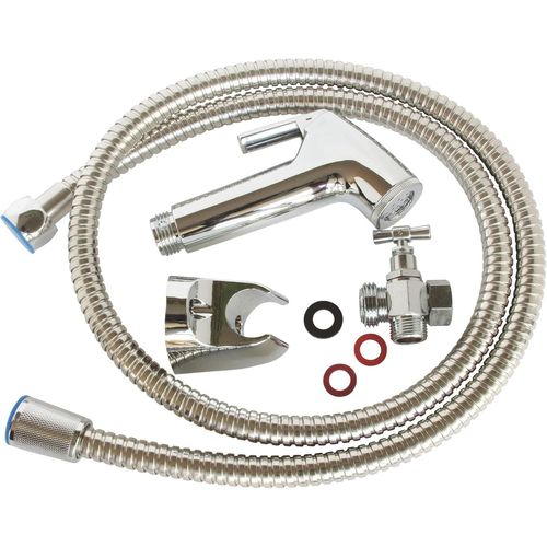 Kit Hygine Wc Complet : Robinet 3 Voies Laiton Chrom, Douchette Abs, Flexible 1,2m, Support Mural Et Fixation Installation Facile Pour Un Confort Optimal