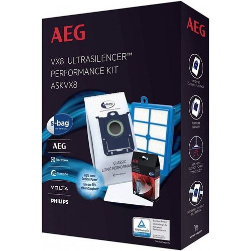 Kit Performance & Entretien Vx8 (4 Sacs, 1 Filtre Moteur, 1 Filtre Hyginique, 4 Granuls Parfums S-Fresh) Pour Aspirateurs Aeg
