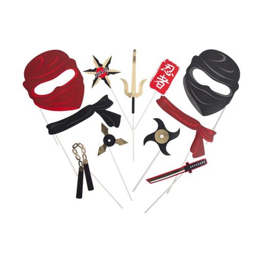 Kit Photobooth Ninja 11 Pices Noir Rouge Or