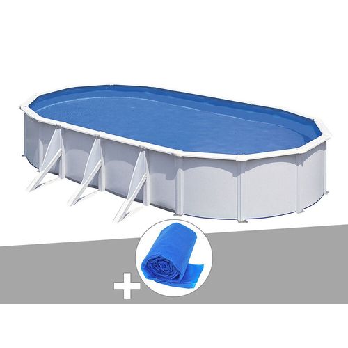 Kit Piscine Acier Blanc Gr Fidji Ovale 7,44 X 3,99 X 1,22 M + Bche  Bulles