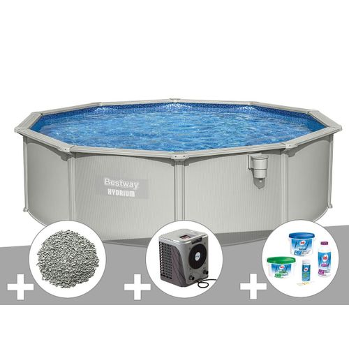 Kit Piscine Acier Ronde Bestway Hydrium 4,60 X 1,20 Cm + 10 Kg De Zolite + Kit De Traitement Au Chlore + Pompe  Chaleur