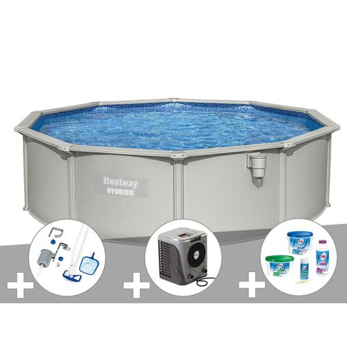 Kit Piscine Acier Ronde Bestway Hydrium 4,60 X 1,20 Cm + Kit De Traitement Au Chlore + Kit D'entretien Deluxe + Pompe  Chaleur