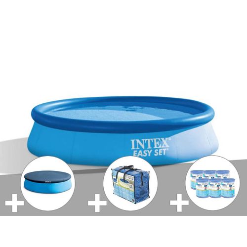 Kit Piscine Autoporte Intex Easy Set 3,05 X 0,61 M (Avec Filtration) + Bche  Bulles + Bche De Protection + 6 Cartouches De Filtration
