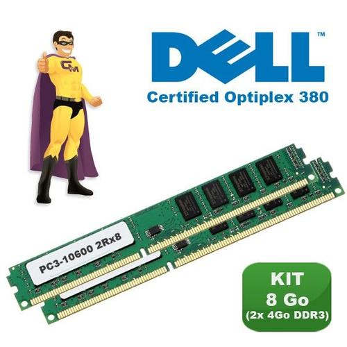 KIT RAM 8Go (2x 4Go) DDR3 PC3-10600 Mmoire Certifie DELL Optiplex 380 NEUF