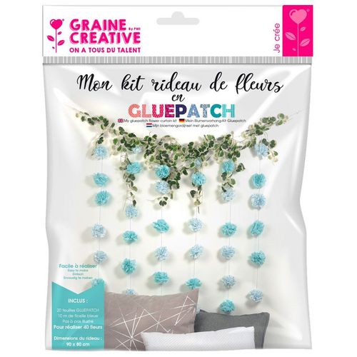 Kit Rideau De Fleurs En Gluepatch Bleu 900x800x80mm