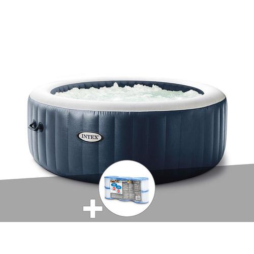 Kit Spa Gonflable Intex Purespa Blue Navy Rond Bulles 4 Places + 6 Filtres