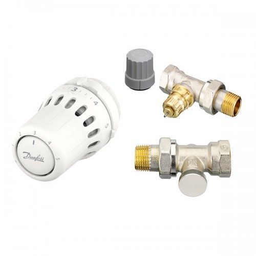 Kit thermostatique complet tte + corps RA-FN 15 droit + coude de rglage - React? DANFOSS