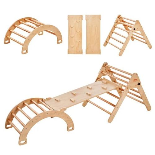 Kit Triangle D'escalade Montessori-Vevor-5-En-1-Enfants Bois Grande Taille-Intrieure Triangle-Rampe Arc-Tout-Petits 1-3 Ans