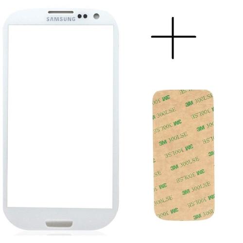 Kit Vitre Samsung Galaxy S3 I9300 I9305 Blanc (Compatible 3g Et 4g)+Autocollant