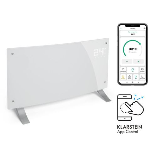 Klarstein Bornholm Curved Smart Radiateur  Convection Connect, 1000w/2000w- Blanc