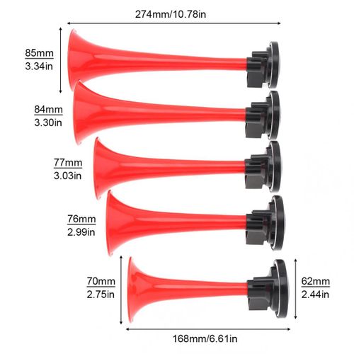 Klaxon  Air Super Fort Pour Voiture,Systme D'invitation Complet Avec Compresseur,5 Trompettes Rouges,Haut-Parleurs Pour Camion Et Bateaux,125db,178db,12v - Type A-12v