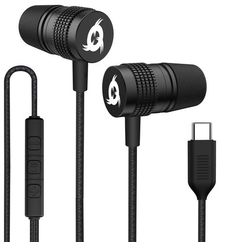 KLIM F1 - couteurs USB-C avec Micro + Haute Qualit Audio + Durables + Garantis 5 ans + couteurs filaires avec Embouts en Mousse  Mmoire de Forme + couteurs intra auriculaires