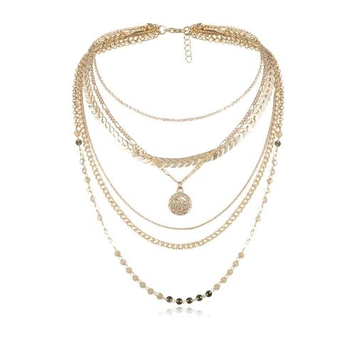 Kmvexo Colliers Avec Pendentifs  Paillettes Pour Femmes, Pice De Monnaie, Couleur Or/Argent, Multicouches, Chane En Os, Ras Du Cou, Punk, Bijoux  La Mode