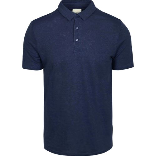 Knowledge Polo Regular Linen Navy Bleu Bleu Fonc Taille L