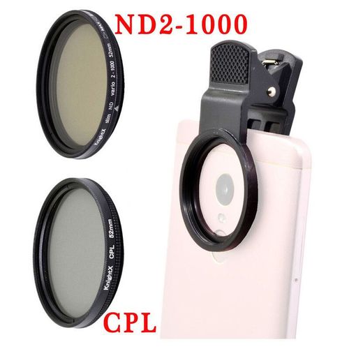Knpackage X Phone Camera Macro Lens Cpl Star,Filtre Nd Variable Pour Tous Les Smartphones 37mm 52mm 55mm 58mm Ligne Polaire Polarisante Nd2-1000 - Type Nd2-1000 Cpl Set-49mm Phone Holder
