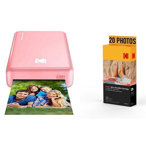 KODAK Pack Imprimante Photo Printer PM220 et cartouche MSC20 - Photos 5.4 * 8.6 cm, WIFI, Compatible avec iOS et Android