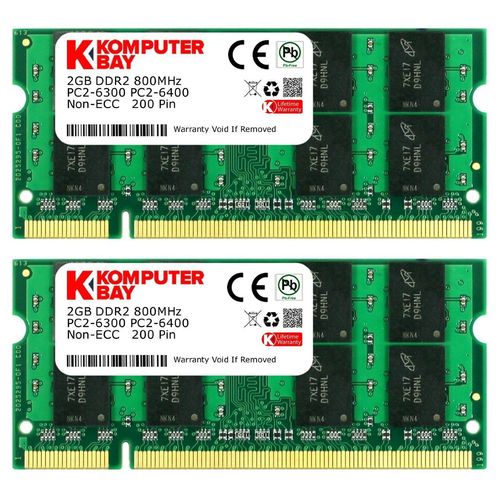 Komputerbay 4Go 2x 2Go DDR2 800 MHz PC2-6300 PC2-6400 DDR2 800 (200 PIN) SODIMM mmoire d'ordinateur portable