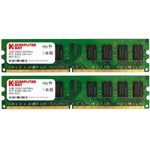 Komputerbay Mmoire RAM Lot de 2 barrettes de mmoire vive 240 broches PC2 5300 DDR2 DIMM 667 MHz 2 x 2 Go