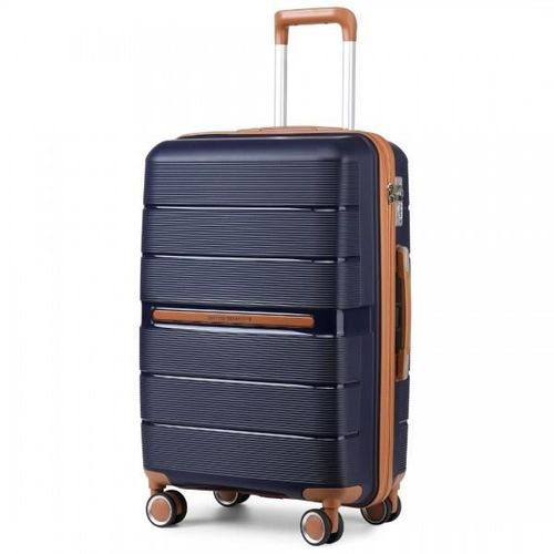 Valise Moyenne 66x44x28.5cm Valise De Voyage Extensible Valise Rigide Trolley En Polypropylne  4 Roulettes Et Serrure Tsa, Marine
