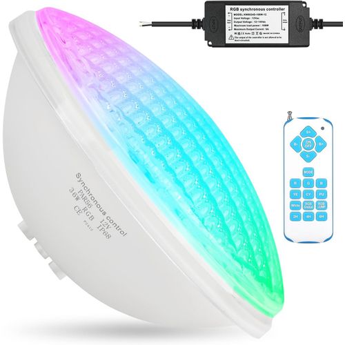 Kwode 36w Lampe Etanche Piscine Par56, Led Avec Tlcommande (1 Pice)