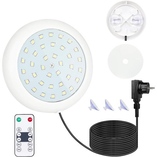 Kwode Led clairage De Piscine Avec Aimant, Mini Sous - Marine, Lumire De Piscine Suspendue  Led, Blanc Froid 10w tanche Ip68, 12v, Cble De 7m Pour Piscine De Montage De Cadre (Avec Tlcommande)