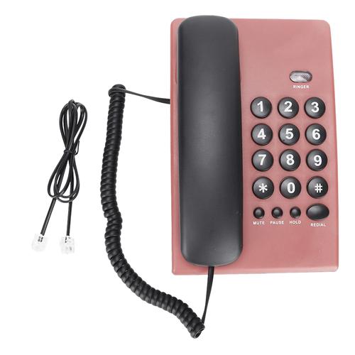 KXT504 téléphone fixe multifonctionnel sans batterie avec double combiné magnétique pour bureau et hôtel (rose)