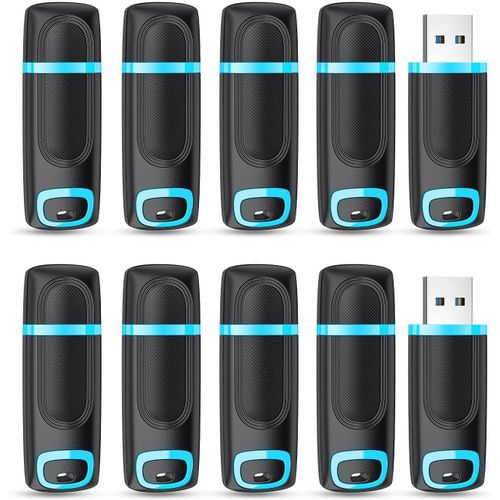 KYAOAYO-10 Cl Usb 64Go Lot De 10, Cle Usb 64Go Stockage Donnes Clef Usb 64Go 2.0 Avec Lumire Led Pour Pc Tablettes/Laptop/Autoradio/Tv(64Go, 10 Cyan