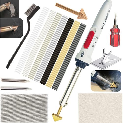KYAOAYO-100W Soudage Plastique, 2 En 1 Rparation Plastique, Kit Reparation Plastique Avec 7 Types 56 Baguettes De Soudage&4 Pointe De Fer  Souder, Soudage Plastique Pour Voitures Pare-Chocs
