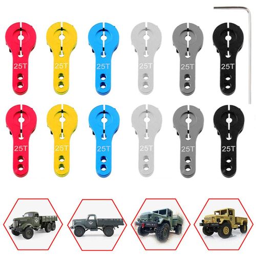 KYAOAYO-12 Pcs Servo Horn 25 T Aluminium M3 Fils Mtal Direction 6 Couleur Rouge Bleu Gris Ruban Jaune Noir Servo Aceessories Pour Rc Voiture Camion Buggy Avion