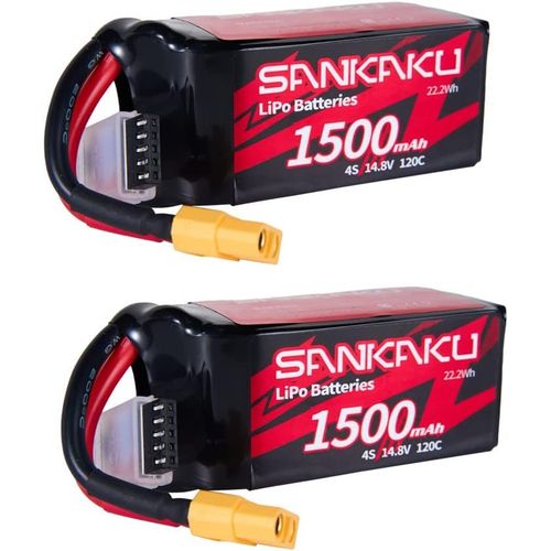 Kyaoayo-1500mah 4s Lipo Batterie 120c 14.8v Batterie Lithium Polymre Emballage Souple Avec Connecteur Xt60 Pour Rc Fpv Hlicoptre Drone Quadcopter Racing Hobby 2 Pices