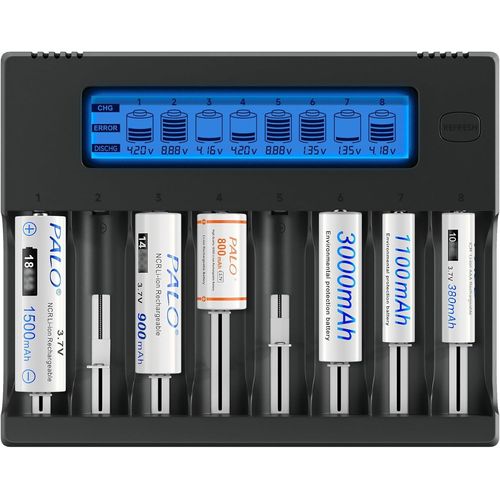 KYAOAYO-18650 21700 Chargeur De Batterie Intelligent - 8 Compartiments Lcd Universel Avec Fonction De Dcharge