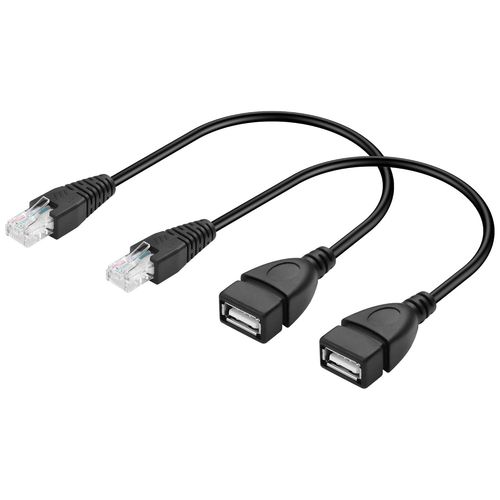 KYAOAYO-2 X Cble Usb Vers Rj45 Cble Usb Vers Rj45 Ethernet Cble Usb Femelle Vers Rj45 8P4C Ethernet Mle Rallonge Pour Routeurs, Modems Adsl, Camras, Etc. (11,81 Pouces)
