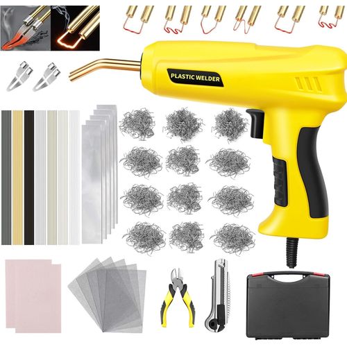 KYAOAYO-200W Soudage Plastique Machine Avec 1000 Pcs Agrafes Et 56 Btons De Soudage, 2 En 1 Kit De Rparation De Pare-Chocs De Voiture,Soudure En Plastique Pour Pare-Chocsvoiture/Car Pices