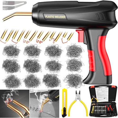 Kyaoayo-200w Soudage Plastique,Rparation De Pistolet De Soudeur, 2 En 1 Kit Reparation Souder Plastique, Pistolet A Colle Avec 1000pcs 6-Types Agrafeuse Chaud,Soudeuse Pour Rparer Pare-Chocs Auto