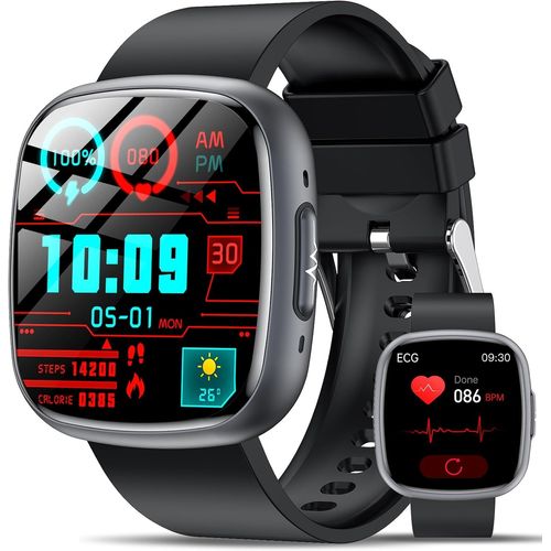Kyaoayo-2025 +Hrv/ɿ Montre Connecte Avec Imc, 1.75'' Hd Smartwatch Avec Appel Bluetooth, 24h Cardiofrequenceme/Spo2, Moniteur De Sommeil, Appel D'urgence Sos Pour Android/Ios