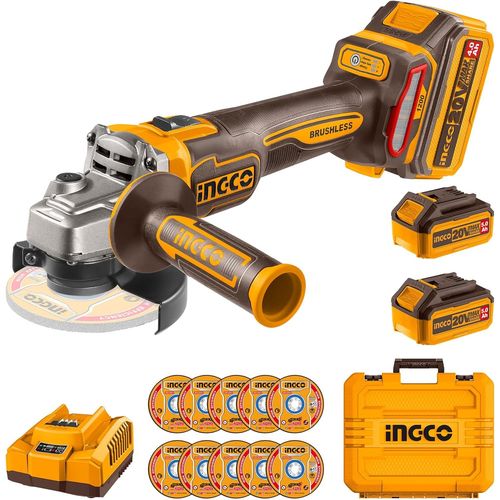 Kyaoayo-20v Meuleuse D'angle Sans Fil 115mm, 1200w, Moteur Sans Balais, Vitesse Variable 3000/6000/9000 Tr/Min Pour Couper, Polir Et Aigu R Avec 2 Batteries 5,0 Ah Et 1 Chargeur Cagli2211532