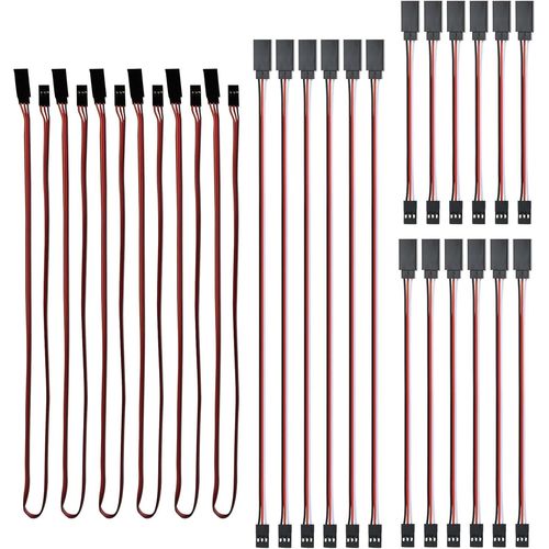 KYAOAYO-24 Pices Jr Style Servo Extension, Rallonge Servo Rc, Cble D'Allongement De Fil Servo, 3 Broches Cble D'Extension Jr Plug Futaba 10Cm/15Cm/30Cm/50Cm