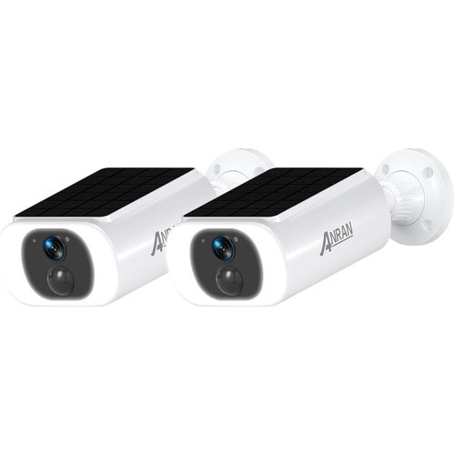 Kyaoayo-2k Camra De Surveillance Wifi Extrieure Sans Fil, 2 Camras, Panneau Solaire Intgr, Camra Batterie, Vision Nocturne Couleur, Audio Bidirectionnel, Dtection Humaine, Sirne, Alexa, 2pcs