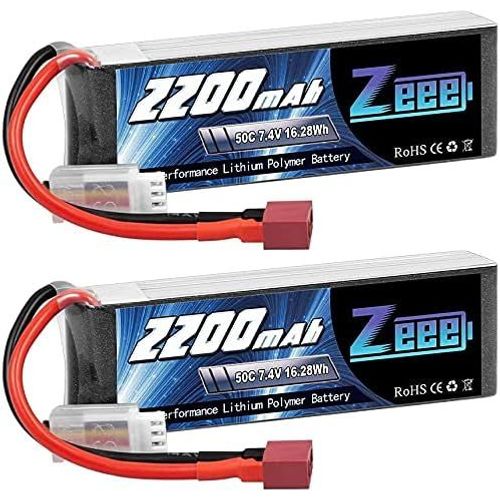 Kyaoayo-2s Lipo Batterie 2200mah 7,4v 50c 2s Batterie Rc Avec Connecteur T Pour Fpv Racing Drones Vlo De Route Quadcopters Avion Hlicoptre Rc Bateau Rc Voiture (2 Paquets)