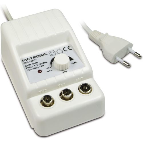 KYAOAYO-332177 Amplificateur D'Antenne Tv Intrieure Pour Chanes Tnt, Compatible 4G-5G, Gain 26 Db, 2 Sorties Avec Pr Tv 9,52 Mm - Alimentation Secteur