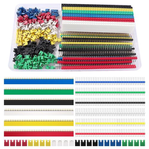 KYAOAYO-348 Pices Kit Pin Header De Couleur, Connecteur Mle Et Femelle  40 Broches 2.54 Mm Unique Range, 2.54Mm Jumper Caps Circuit Jumper Cap, Pcb Board Pin Header Connector Strip