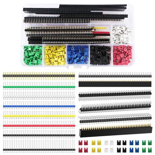 KYAOAYO-395 Pices Kit Pin Header De Couleur, Connecteur Mle Et Femelle  40 Broches 2.54Mm, 2.54Mm Jumper Caps Circuit Jumper Cap, Pcb Board Pin Header Connector Strip