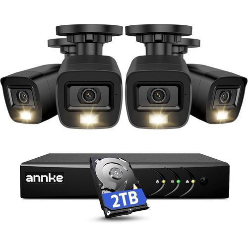 Kyaoayo-3k Kit De Camra De Surveillance Filaire Avec Spots, 4 X Camra Extrieure Et 8ch 3k H.265+ Cctv Dvr Avec Disque Dur 2tb,Systme Intrieur/Extrieur, Etanche Ip67,Exir Vision De Nuit (Noir)