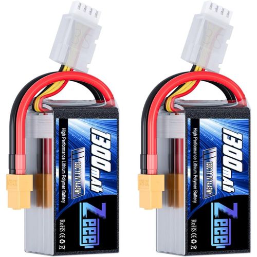 Kyaoayo-3s Lipo Batterie 1300mah 11,1v 120c 3s Batterie Rc Avec Connecteur Xt60 Pour Fpv Racing Drones Vlo De Route Quadcopters Avion Hlicoptre Rc Bateau Rc Voiture (2 Paquets)